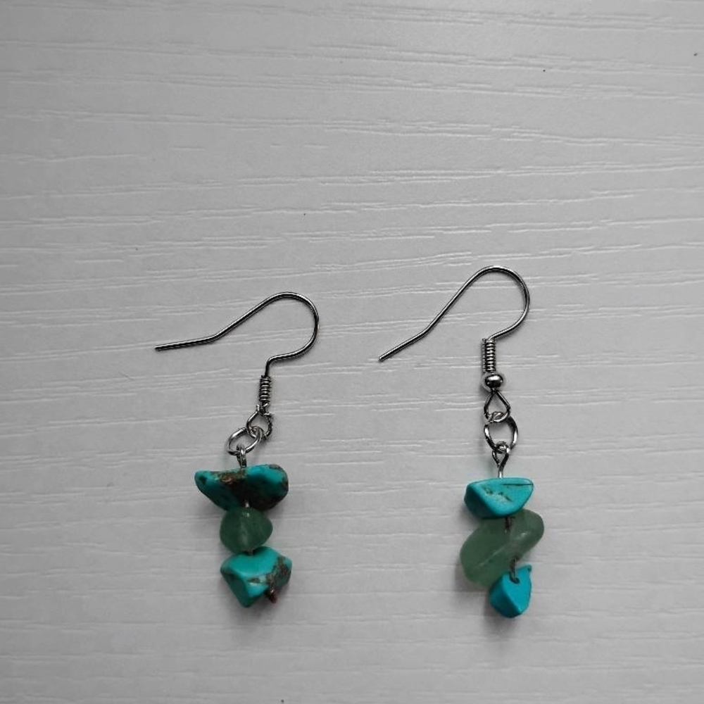 Chic Turquoise and Green Gemstone Earrings